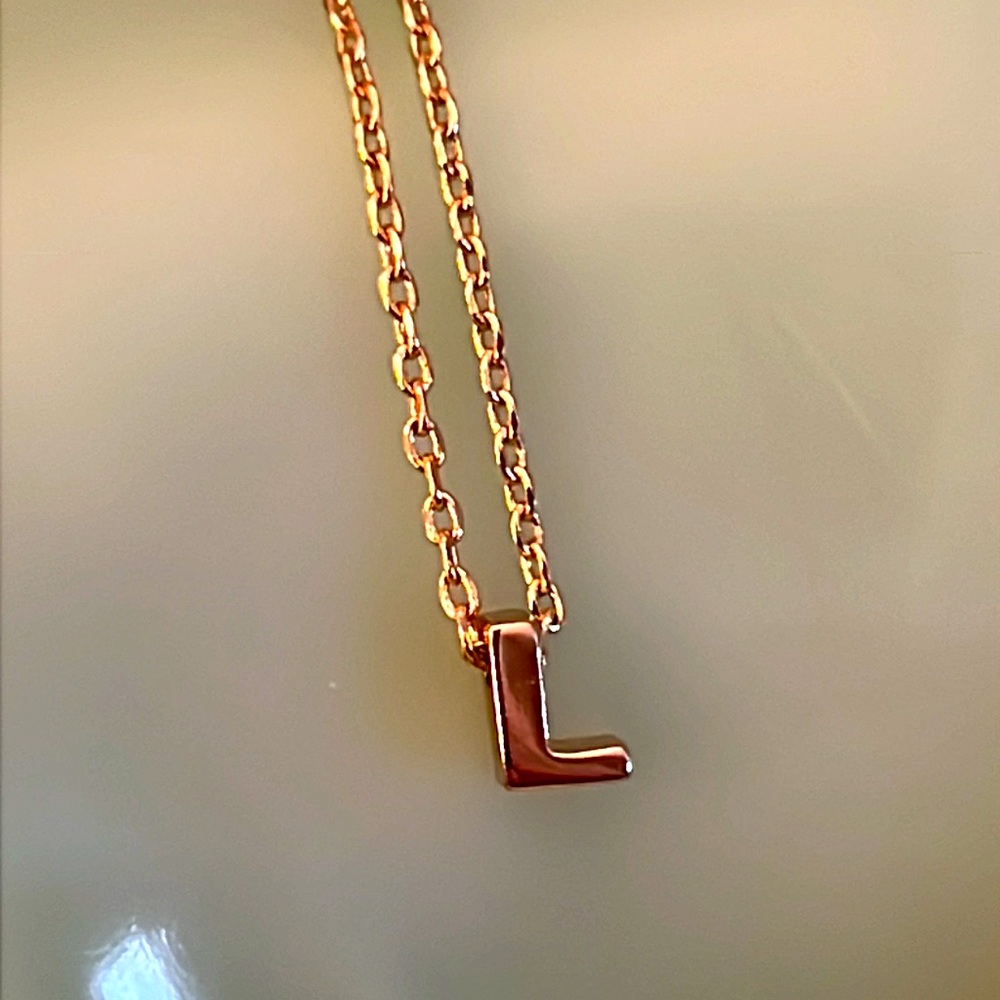 Express Tiny L Initial Gold Necklace. - image 3